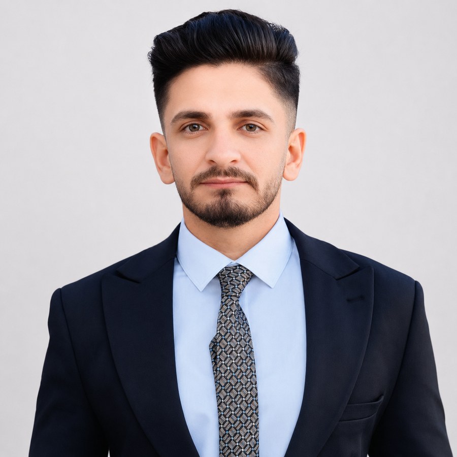 Bareq Maher Khudhair — بارق ماهر خضير السعدي — Computer Engineer wearing a formal suit